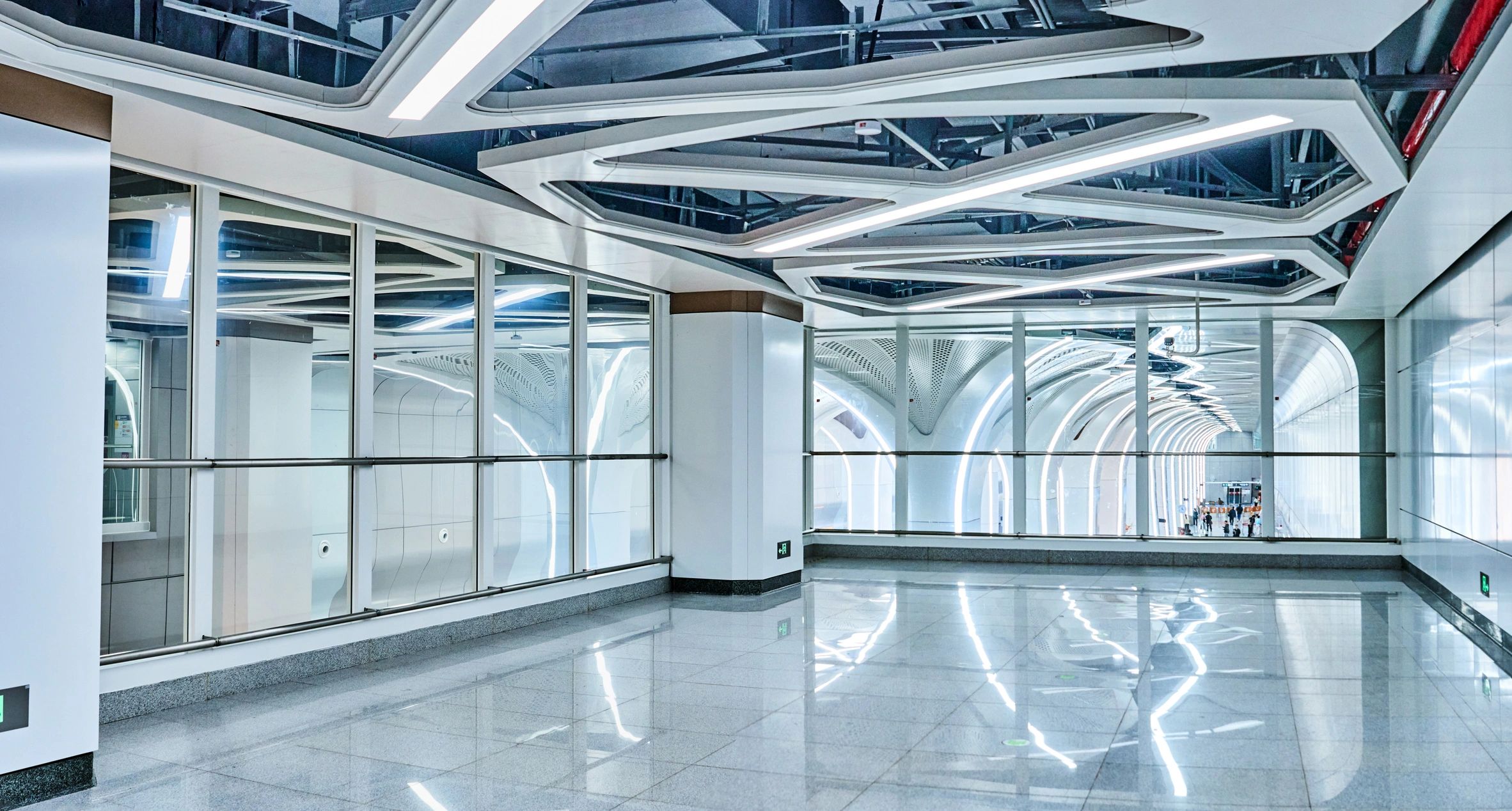 Modern corridor with blue lighting representing secure infrastructure